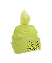 The Grinch Men's Grinch Eyes Embroidery And Faux Hair Acrylic Knit Cuff Beanie