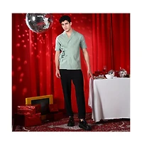 Campus Sutra Men's Sage Green Korean Wrap Shirt
