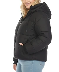 White Mark Plus Quilted Puffer Crop Jacket with Hood