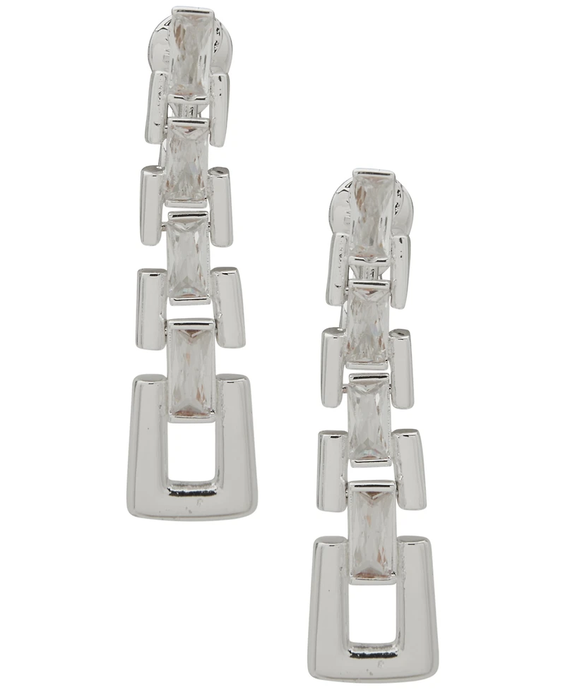 Anne Klein Cubic Zirconia Stone Link Linear Ez Comfort Clip Earrings