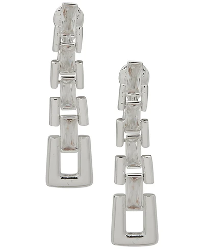 Anne Klein Cubic Zirconia Stone Link Linear Ez Comfort Clip Earrings