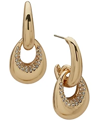 Anne Klein Crystal Stone Gold-Tone Polished Link Drop Earrings