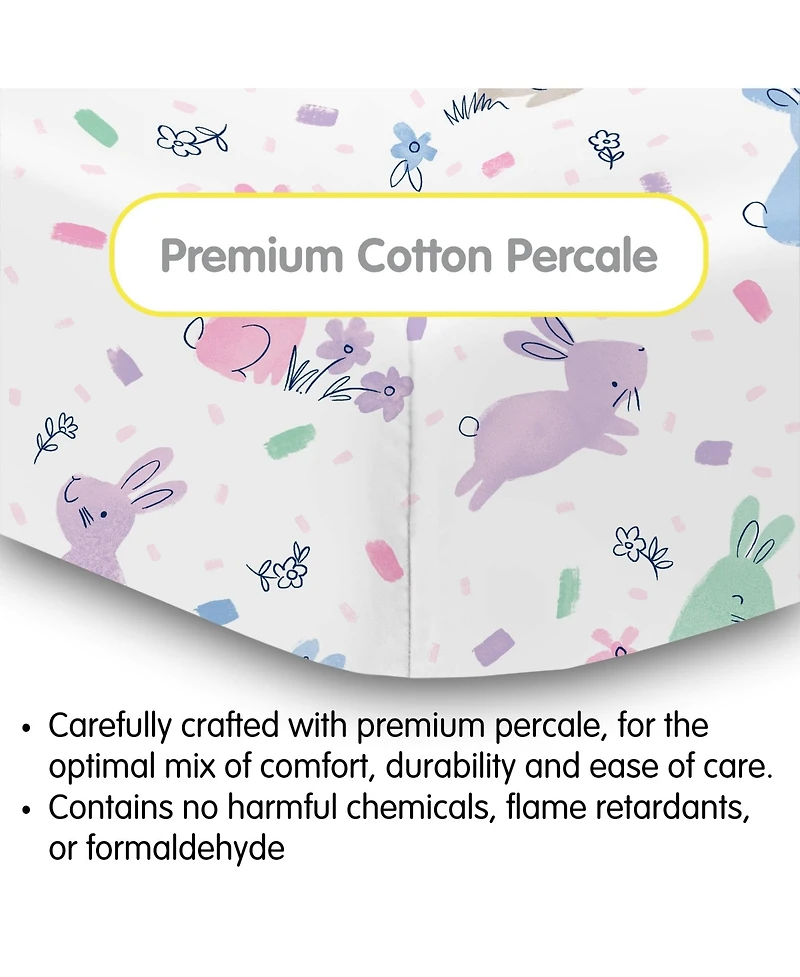 BreathableBaby Cotton Percale Fitted Sheet, For 52" x 28"/132 71 cm Crib & Toddler Bed Mattress (2-Pack)