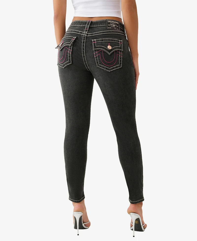 True Religion Women's Jennie Skinny Big T Flap Jeans