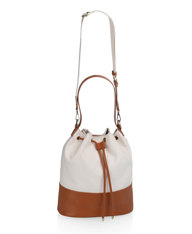 Picnic Time Sirolo Canvas and Leatherette 11.8" Bucket Tote Bag