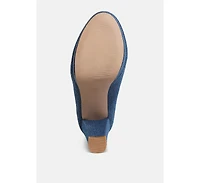 Kostur Denim Block Heel Pumps