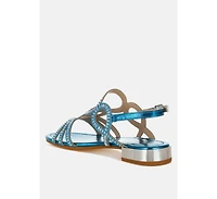 Jisters Cut Out Detail Rhinestone Flat Sandals
