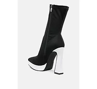 Rabha Contrasting Platform Detail Sock Boots