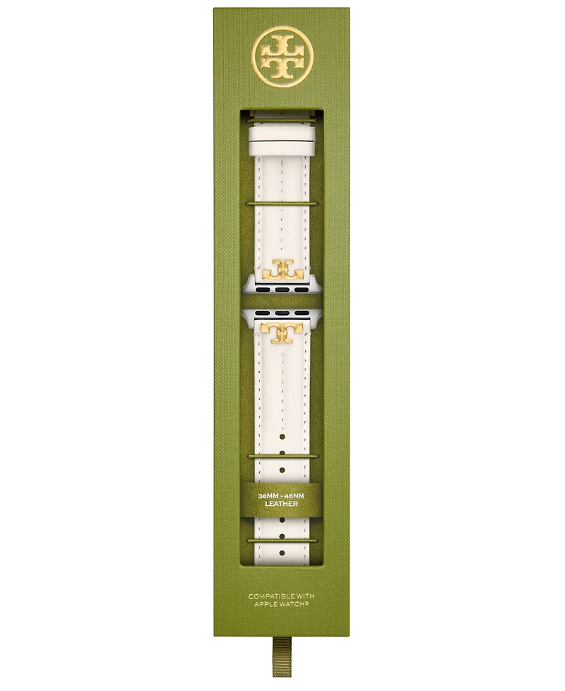 Tory Burch Women's Ivory Leather Band for Apple Watch, 38-45mm