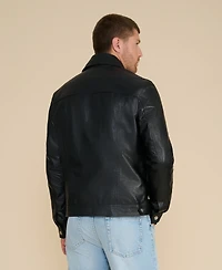 Men's Leather Jacket, Black, Created for Macy's