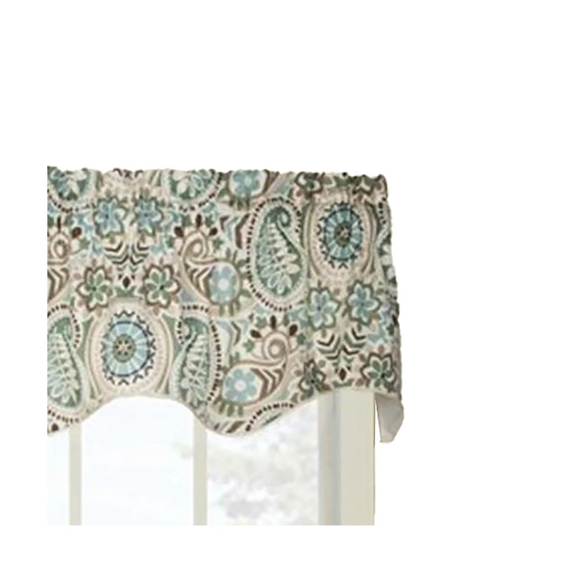Ellis Curtain Paisley Prism Duchess 3" Rod Pocket Valances for Windows 100" x 30" Latte