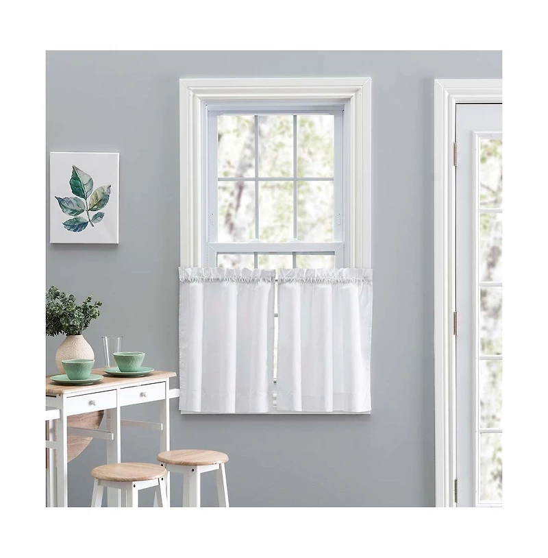 Ellis Curtain 1.5" Rod Pocket High Quality Fabric Solid Color Window Tailored Tier Pair Curtain