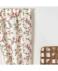 Ellis Vintage Stylish Medium Scale Printed Vine Pattern 1.5" Rod Pocket Tailored Pair with Ties 56"x63" Pecan