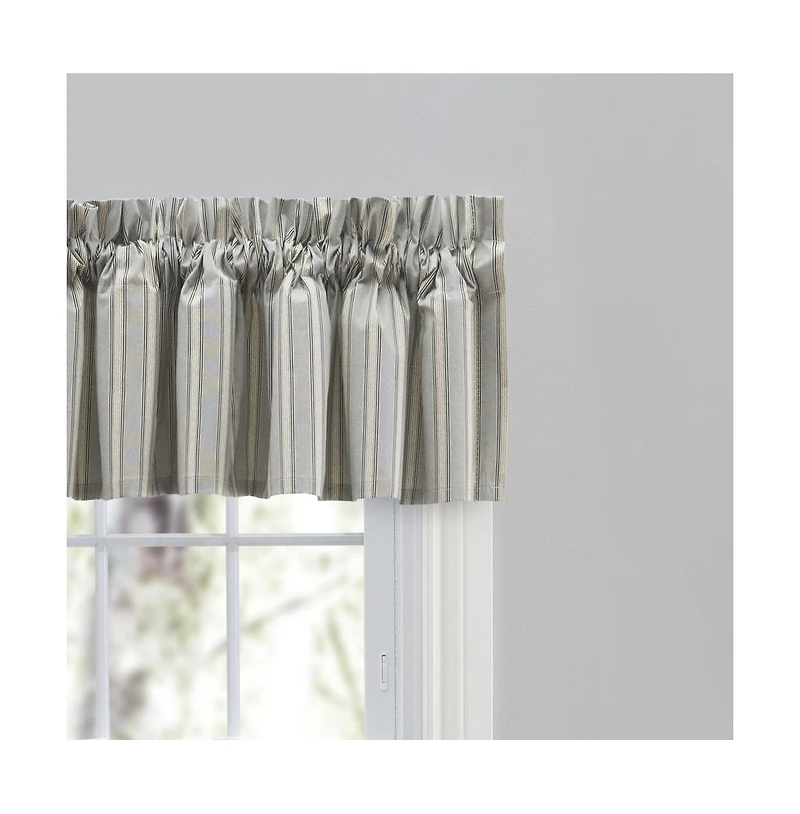 Ellis Curtain Springfield Stripe 3" Rod Pocket Tailored Valance for Windows 80" x 13" Black