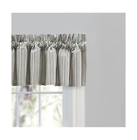 Ellis Curtain Springfield Stripe 3" Rod Pocket Tailored Valance for Windows 80" x 13" Black