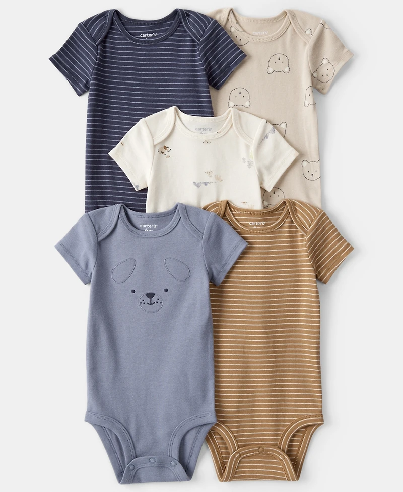 Carter's Baby Boys 5-Pack Short-Sleeve Bodysuits Set