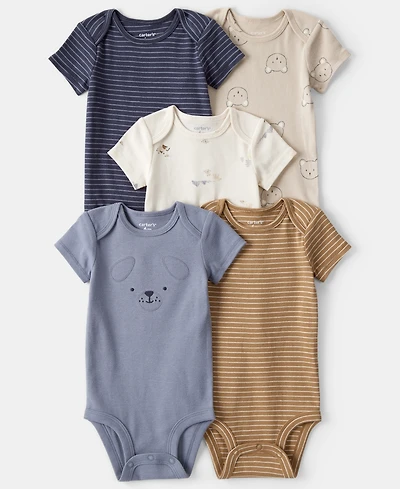 Carter's Baby Boys 5-Pack Short-Sleeve Bodysuits Set