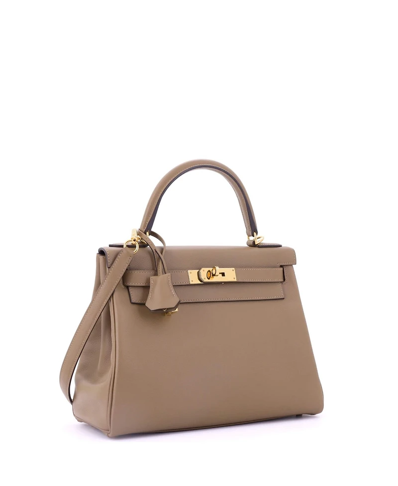 Pre-Owned Hermes Kelly 28 Handbag Brown Evercolor with Gold Hardware