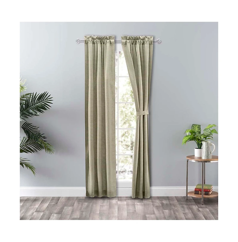 Ellis Curtain Lisa Solid Poly Cotton Duck Fabric Tailored Panel Pair with Ties 56" x Mist