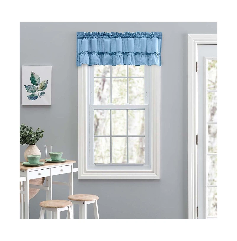Ellis Stacey 1.5" Rod Pocket High Quality Fabric Solid Color Window Ruffled Filler Valance 54"x13" Slate