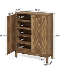 Tribesigns 5-Tier Shoe Cabinet for Entryway, Industrial Wooden Shoe Organizer with Adjustable Shelves