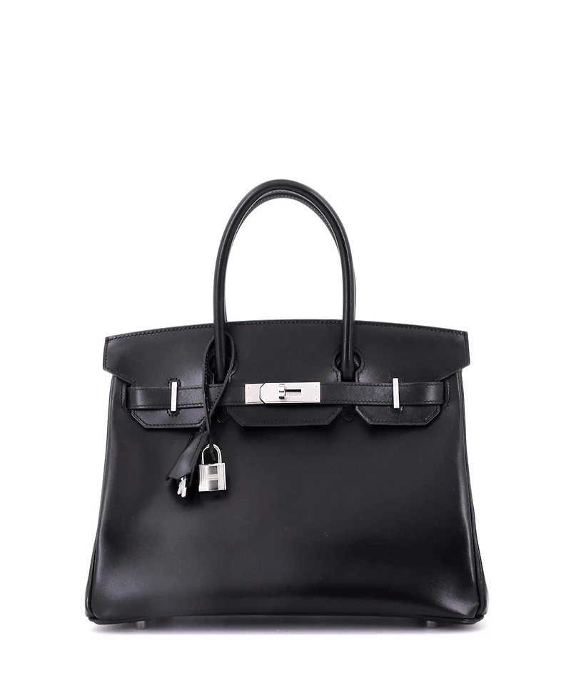 Pre-Owned Hermes Birkin 30 Handbag Black Box Calf with Palladium Hardware