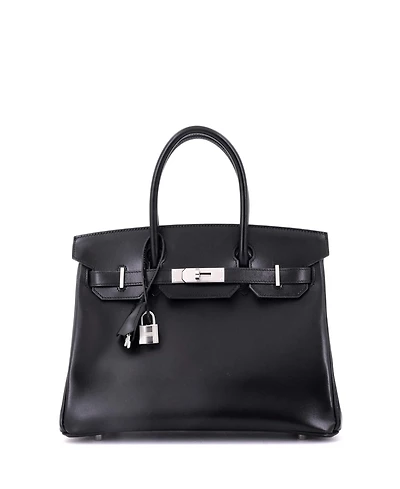 Pre-Owned Hermes Birkin 30 Handbag Black Box Calf with Palladium Hardware