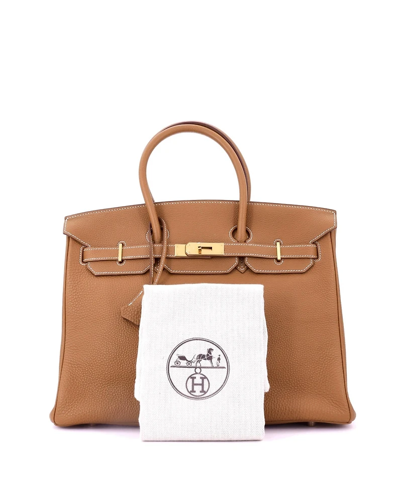 Pre-Owned Hermes Birkin 35 Handbag Brown Clemence with Gold Hardware