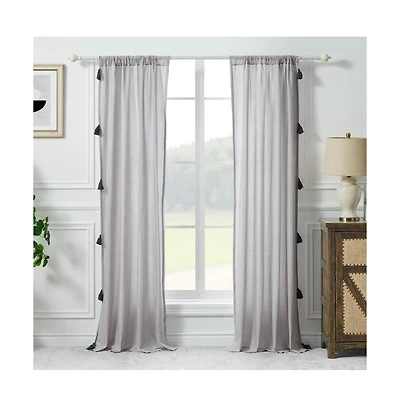 Greenland Home Fashion Monterrey 3" Rod Pocket Light Filtering Curtain Panel Pair Each Panel 42" x 84" Gray