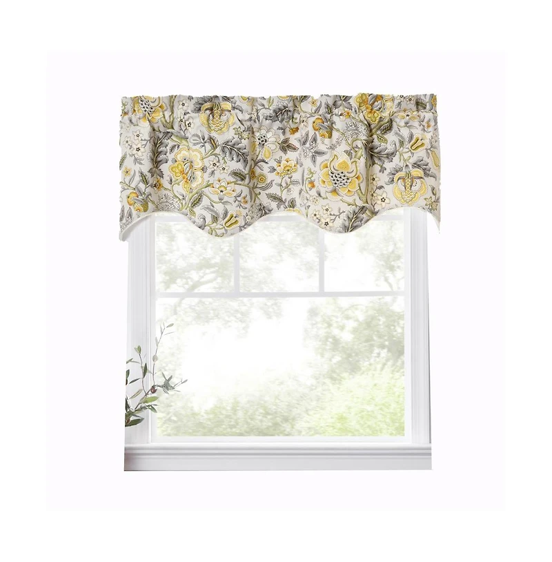 Ellis Curtain Regency Scallop Shaped 3" Rod Pocket Valances for Windows 50" x 15" Grey