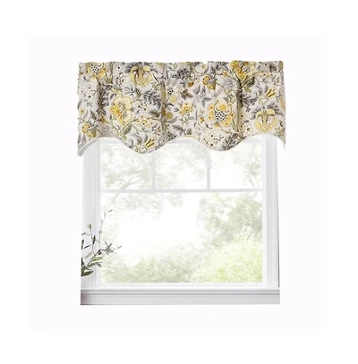 Ellis Curtain Regency Scallop Shaped 3" Rod Pocket Valances for Windows 50" x 15" Grey