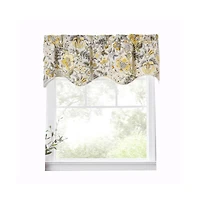 Ellis Curtain Regency Scallop Shaped 3" Rod Pocket Valances for Windows 50" x 15" Grey