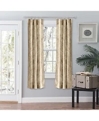 Ellis Curtain Lexington Leaf Pattern On Colored Ground Curtain Pair With Ties 56 X22x63 X22 Tan