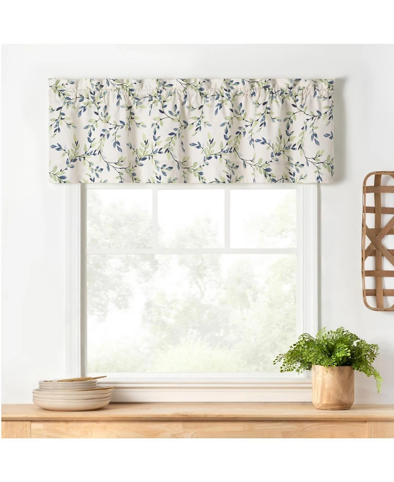 Ellis Vintage Stylish Medium Scale Printed Vine Pattern 3" Rod Pocket Scallop Valance Lined 58"x15" Azure