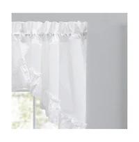 Ellis Curtain Madelyn Ruflled Victorian 1.5" Rod Pocket Swag for Windows Lace Edge 82" x 38