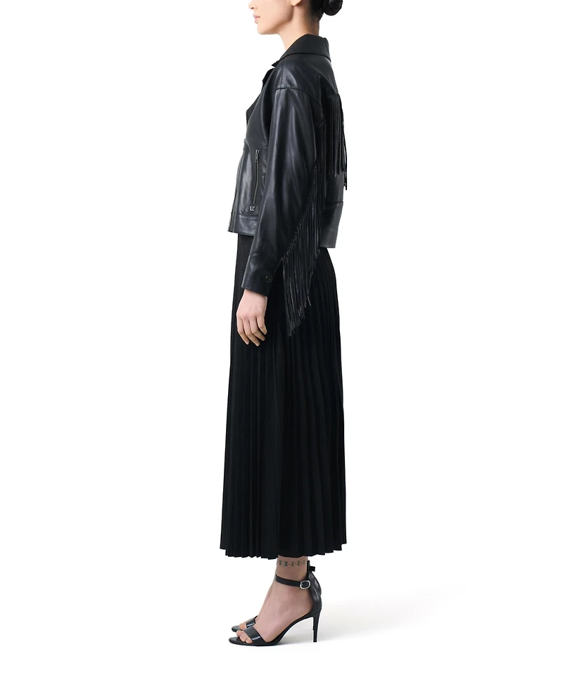 Velez Women's Lyra Jacket Leather for Women, Biker with Fringe