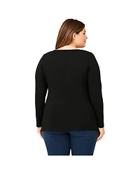 Standards & Practices Plus Long Sleeve Boat Neck Knit Top