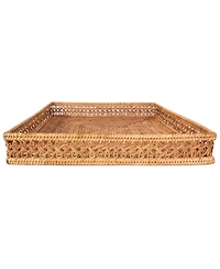 Artifacts Rattan Seca Design Square Tray 18" With Glass Insert