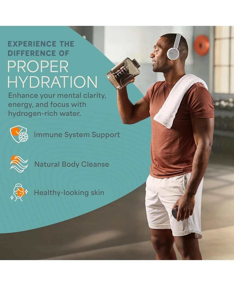 Lifepro HydroLife Chug 1.5L Hydrogen Generator Bottle with Usb-c Lid & Durable Polycarbonate Body