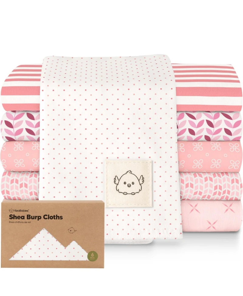 KeaBabies 6pk Shea Baby Burp Cloths for Boys and Girls, Burping Babies, Newborn
