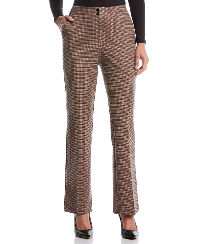 Rafaella Petite Plaid Print Ponte Bootcut Pants