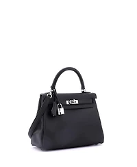 Pre-Owned Hermes Kelly 25 Handbag Swift with Palladium Hardware
