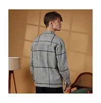 Campus Sutra Men's Moon Grey Graph-Check Waffle Overshirt