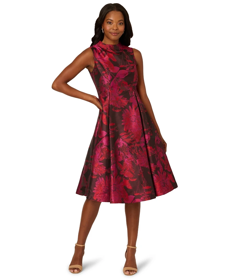 Adrianna Papell Women's Sleeveless Mock Neck Dress