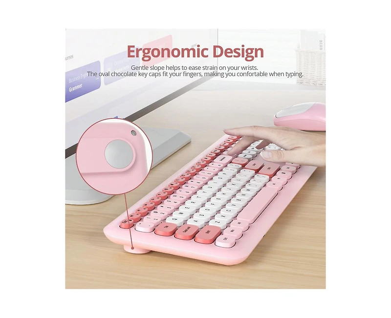 Risokeys Slim Low-Noise Wireless Keyboard and Mouse Combo for Windows Pc and Laptop