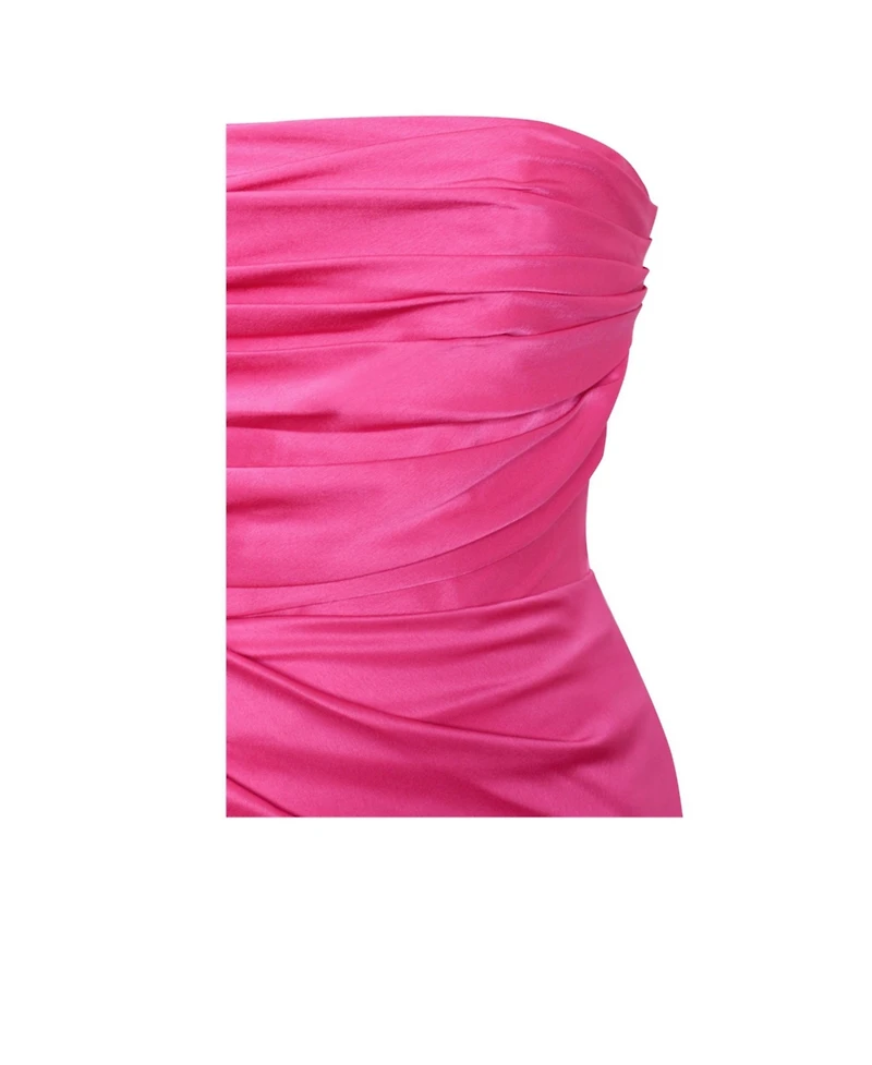 Miss Circle Women's Perrin Fuchsia Pink Feather Dress High Slit Gown