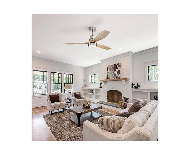 52-inch Simple and Grand Style Sand Nickel 3-Blade Ceiling Fan with Remote Control and Light Source