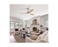 52-inch Simple and Grand Style Sand Nickel 3-Blade Ceiling Fan with Remote Control and Light Source