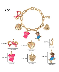 Juicy Couture Pink and Gold Charm Bracelet with Bow, Dog, and Heart