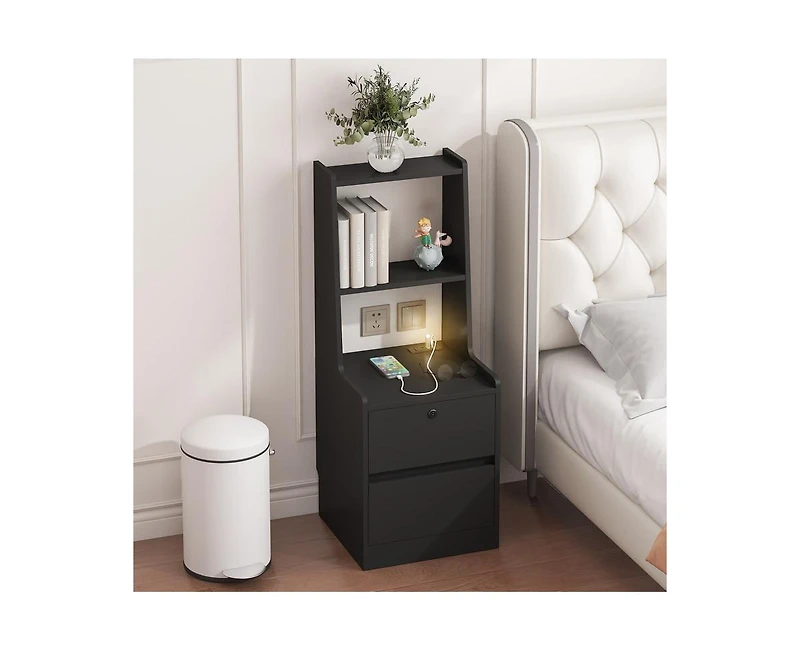 Casainc Storage Cabinet with Night Light Bookshelf
